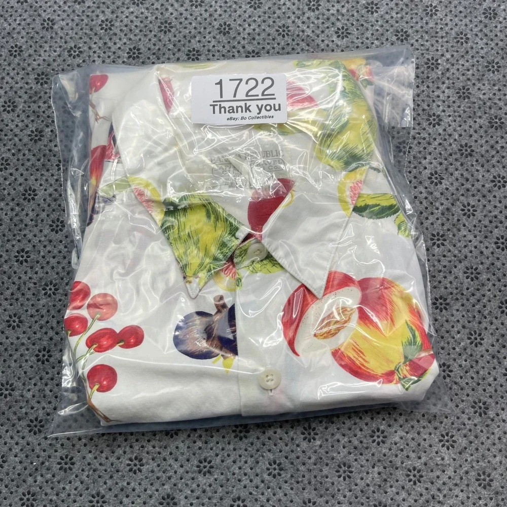 Vintage Banana Republic Fruit Print Shirt Mens MEDIUM Hawaiian Safari Travel Co
